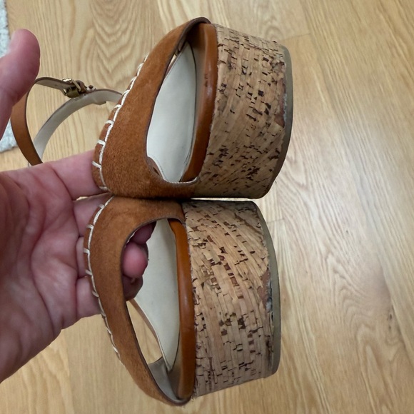 Cole Haan Brown Suede Real Leather Platform Sandals, Size 6 1:2 - Picture 6 of 7